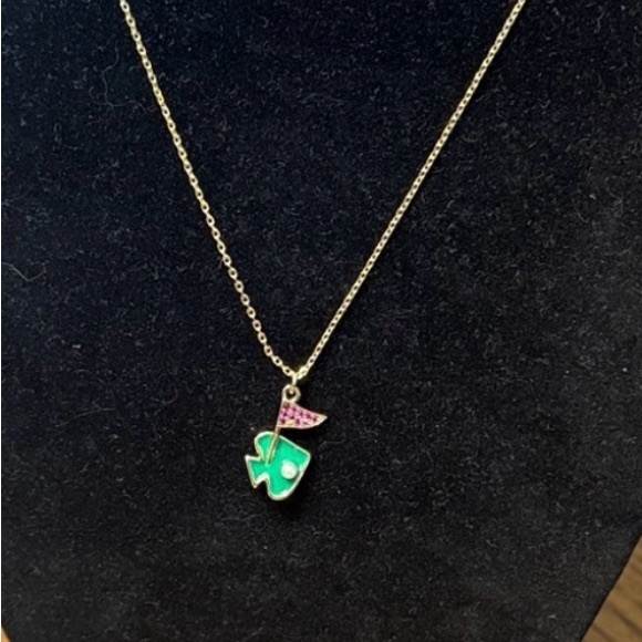 kate spade Jewelry - Gold Necklace with Green and Pink Golf Tee Pendant. New